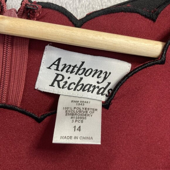 Lot of 2 Anthony Richards Scalloped Shift Dress Womens 14 Black Red Knee Length - Picture 10 of 15